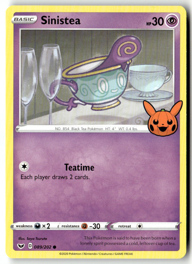 Front of Sinistea 089/202 from Trick or Trade BOOster Bundle 2023