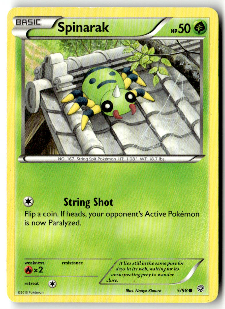 Front of Spinarak 5/98 from XY - Ancient Origins