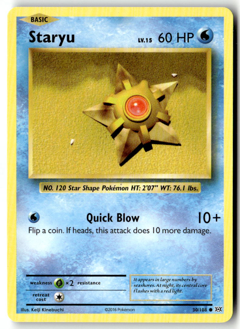 Front of Staryu 30/108 from XY - Evolutions