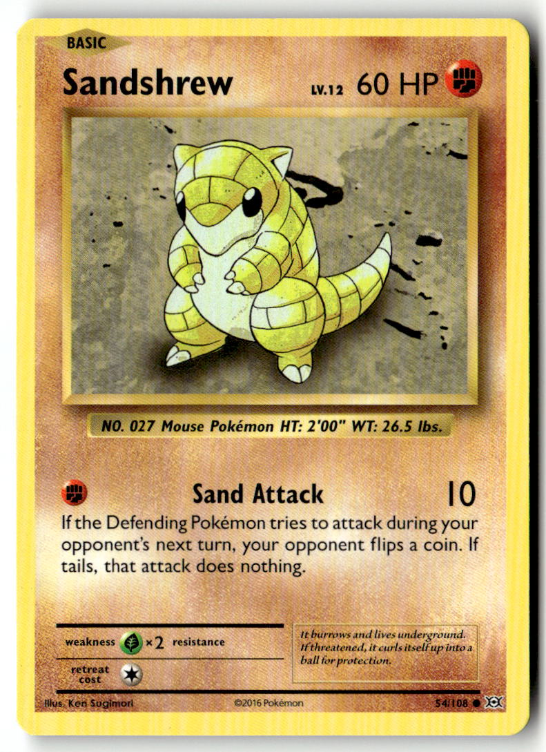 Front of Sandshrew 54/108 from XY - Evolutions