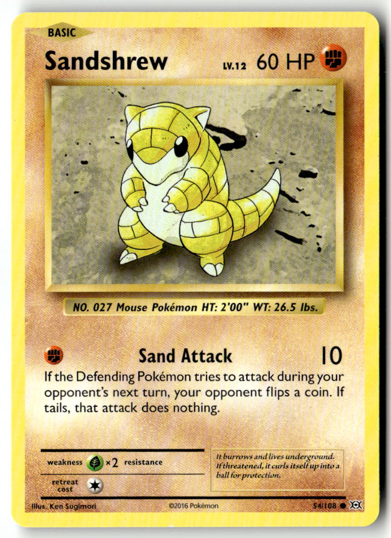 Front of Sandshrew 54/108 from XY - Evolutions