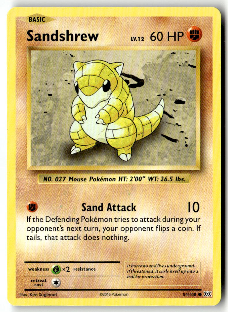 Front of Sandshrew 54/108 from XY - Evolutions