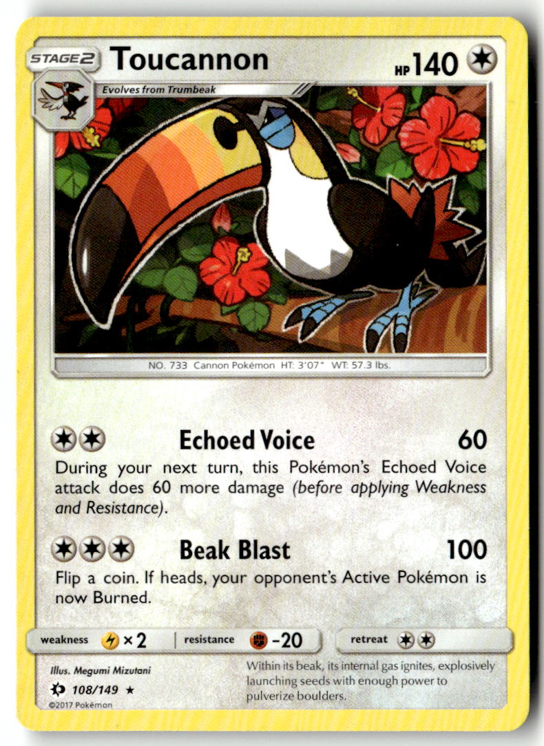 Front of Toucannon 108/149 from SM Base Set