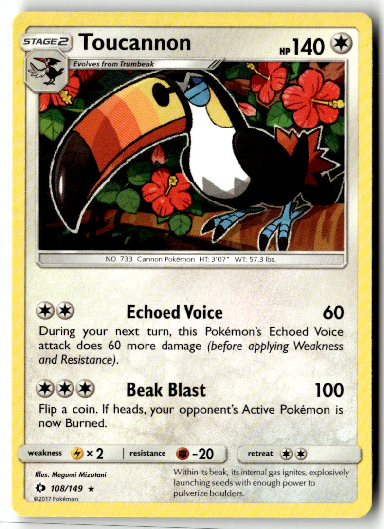Front of Toucannon 108/149 from SM Base Set