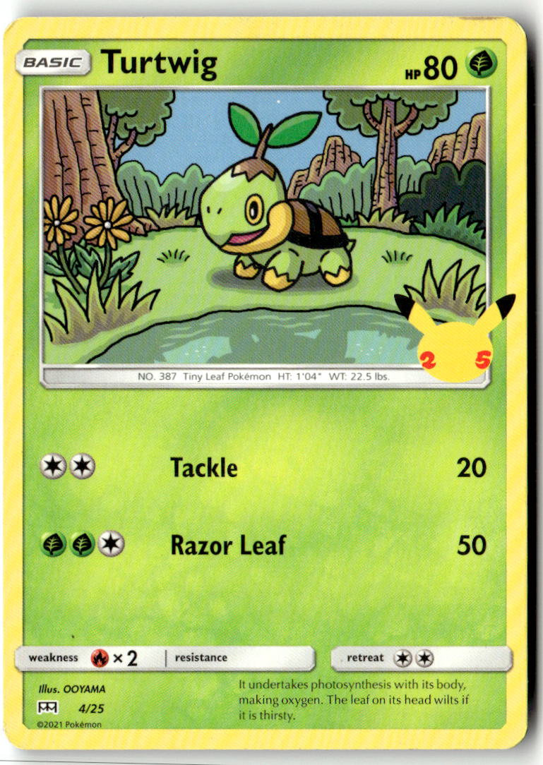 Front of Turtwig - 4/25 004/025 from McDonald's 25th Anniversary Promos