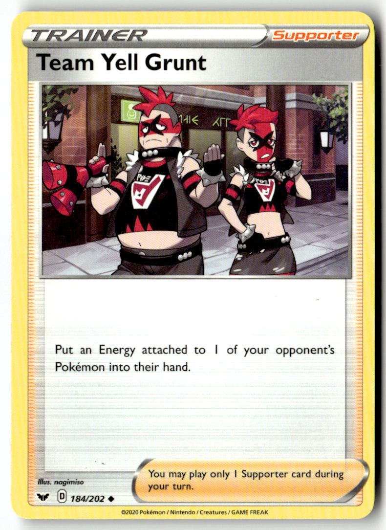 Front of Team Yell Grunt 184/202 from Sword & Shield Base Set