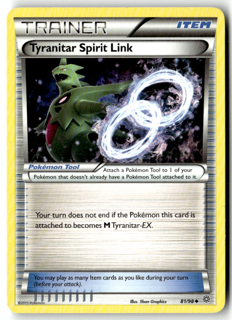 Front of Tyranitar Spirit Link 81/98 from XY - Ancient Origins