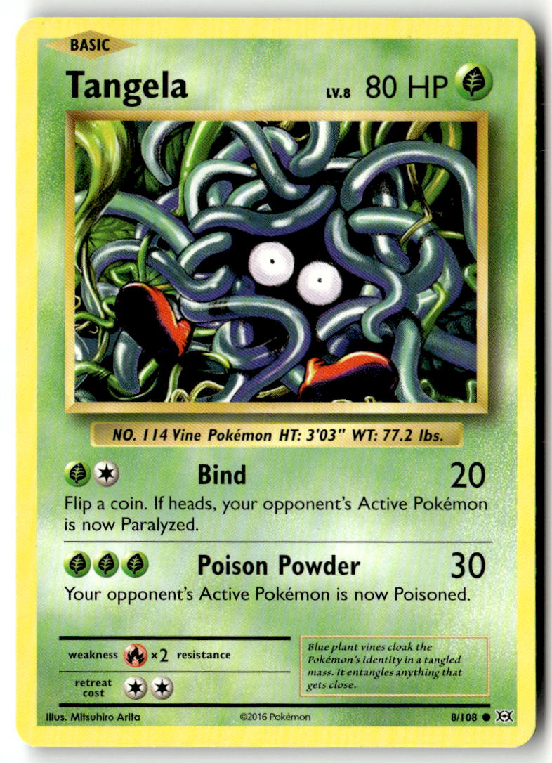 Front of Tangela 8/108 from XY - Evolutions