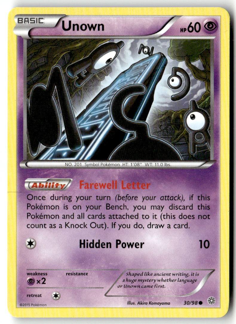 Front of Unown 30/98 from XY - Ancient Origins