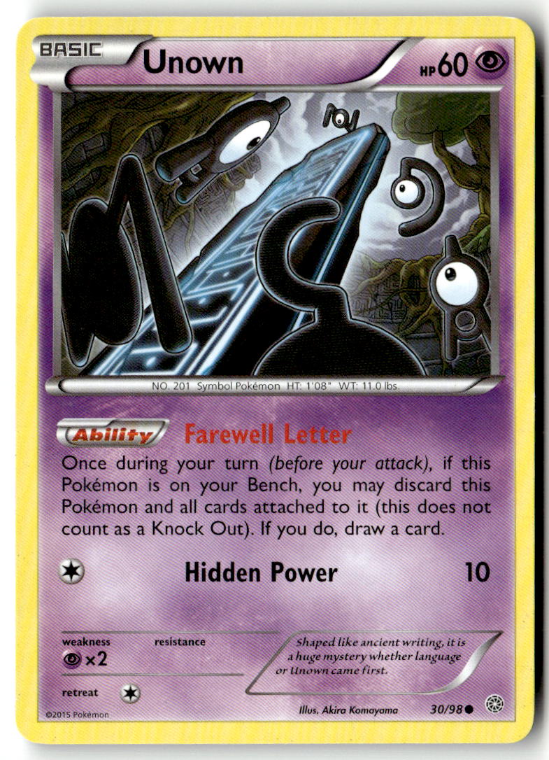 Front of Unown 30/98 from XY - Ancient Origins