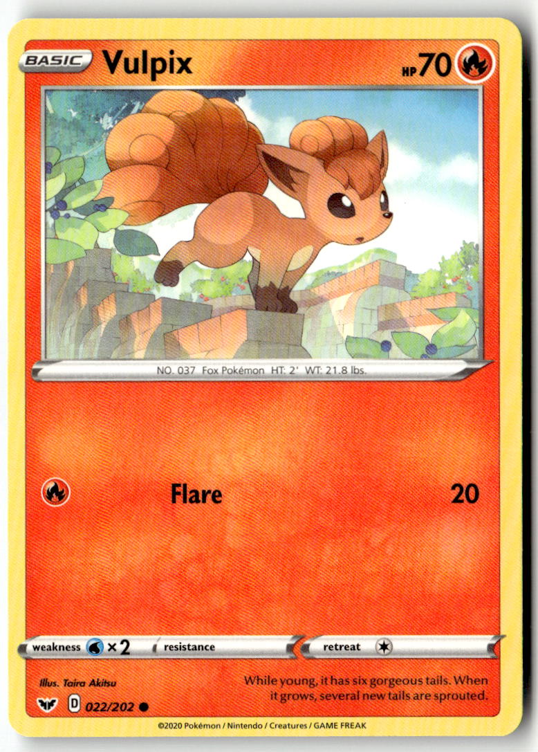 Front of Vulpix 022/202 from Sword & Shield Base Set