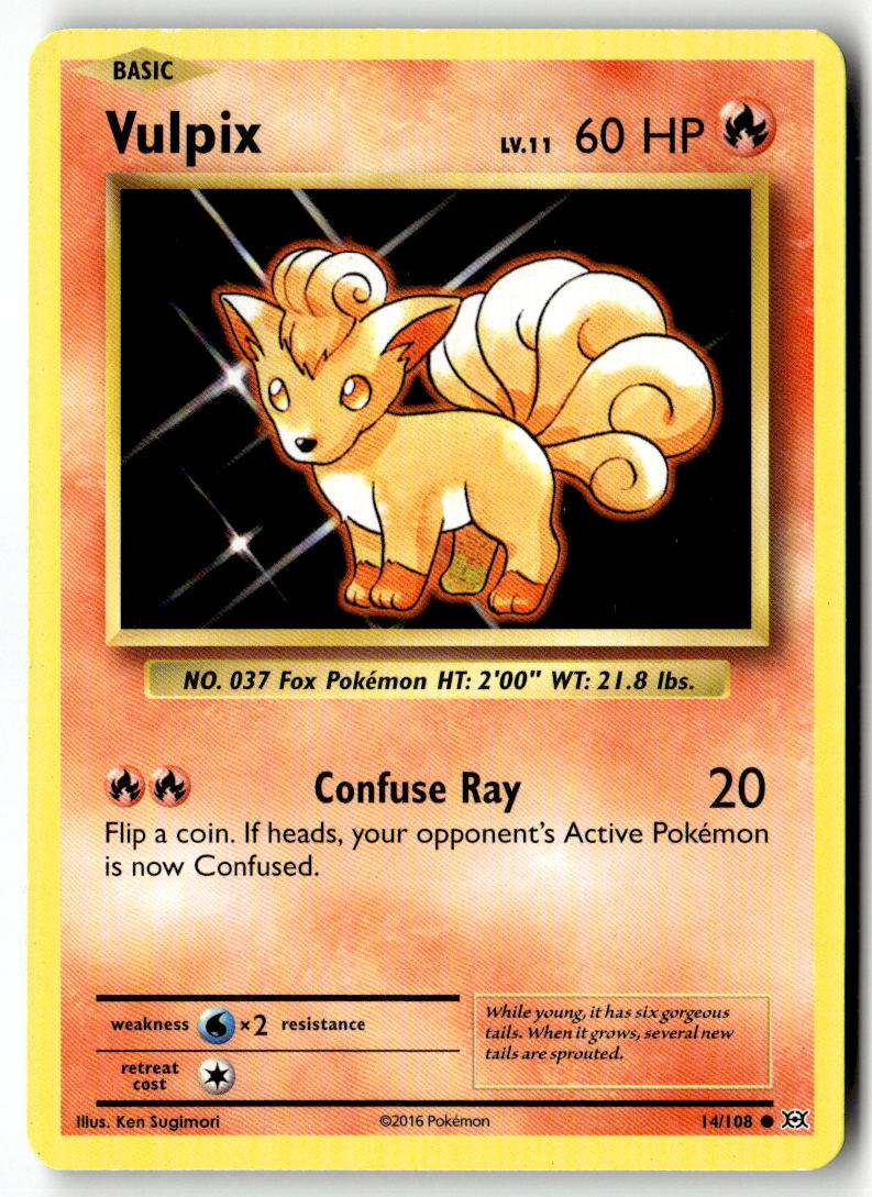 Front of Vulpix 14/108 from XY - Evolutions