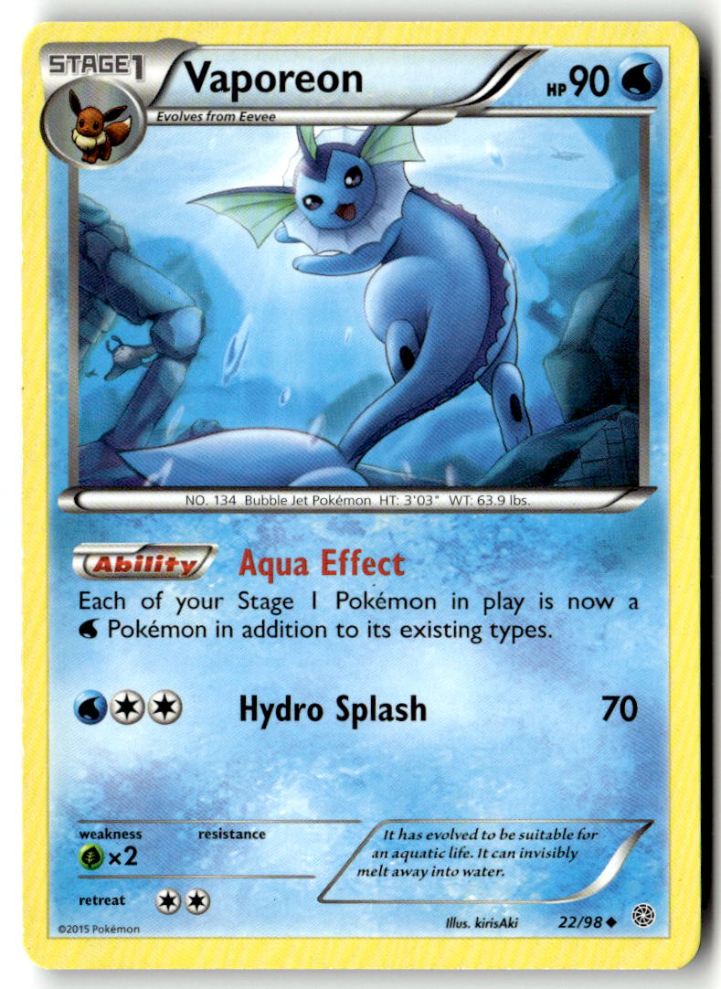 Front of Vaporeon 22/98 from XY - Ancient Origins