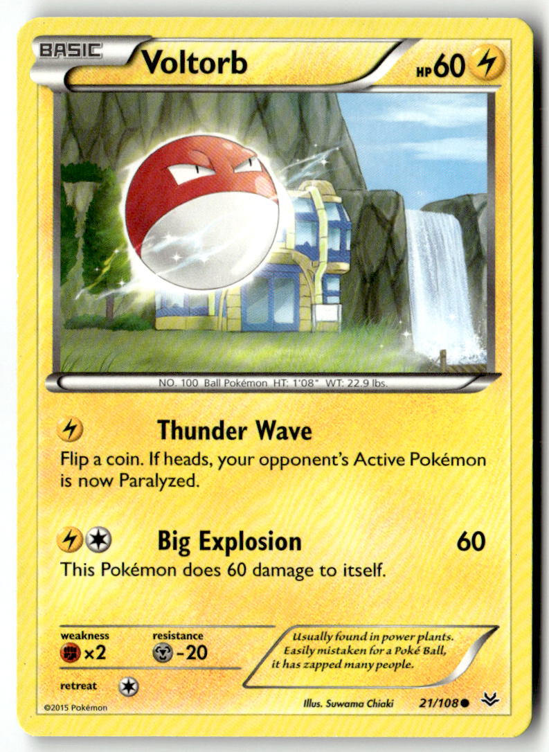 Front of Voltorb 21/108 from XY - Roaring Skies