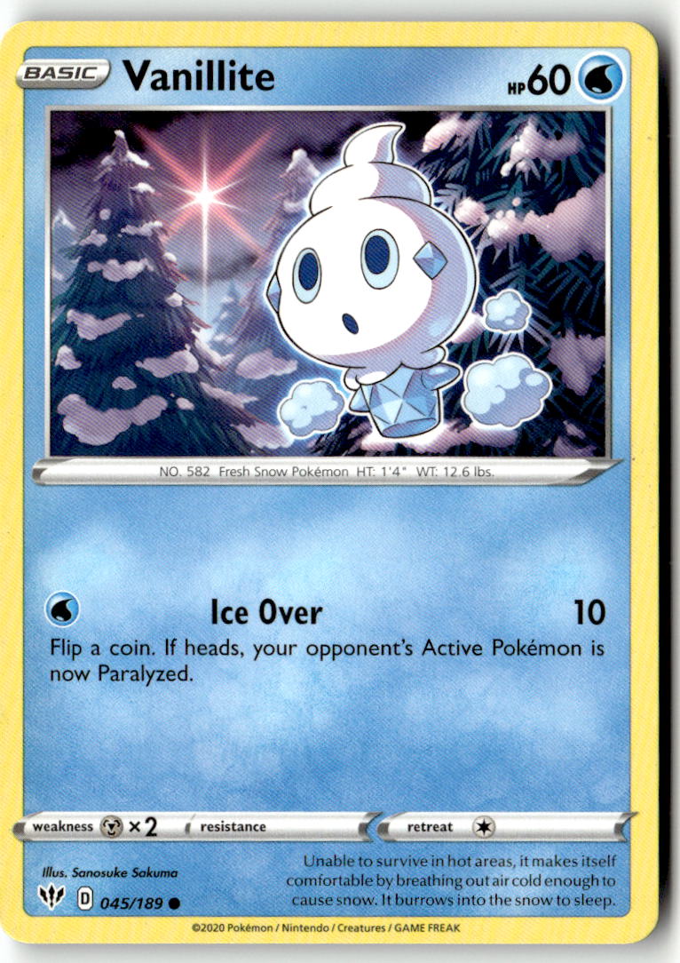 Front of Vanillite 045/189 from Darkness Ablaze