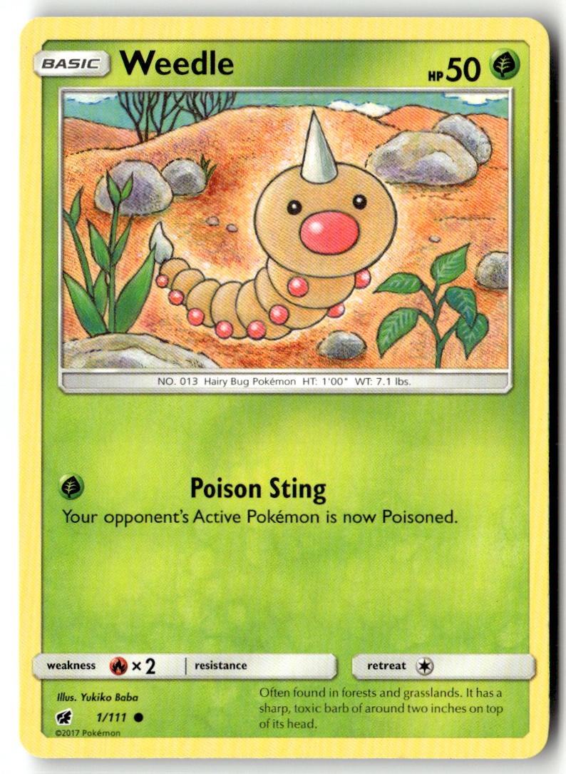 Front of Weedle 1/111 from SM - Crimson Invasion
