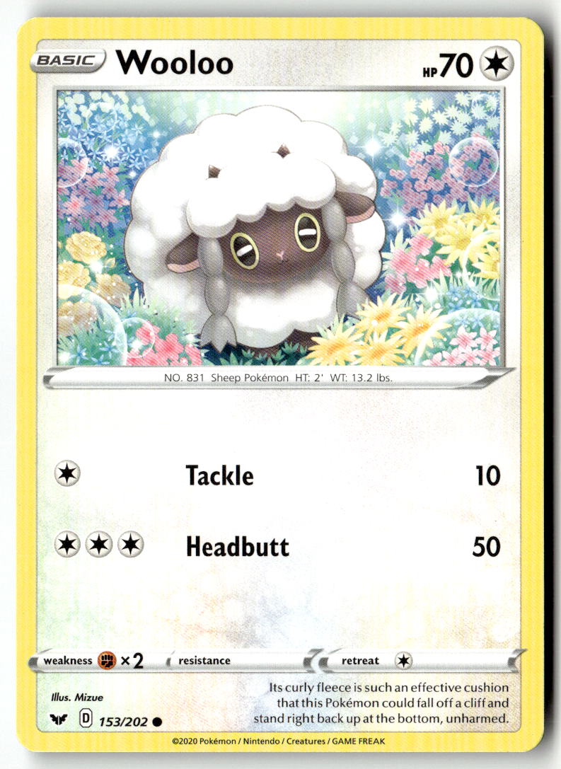Front of Wooloo (153) 153/202 from Sword & Shield Base Set