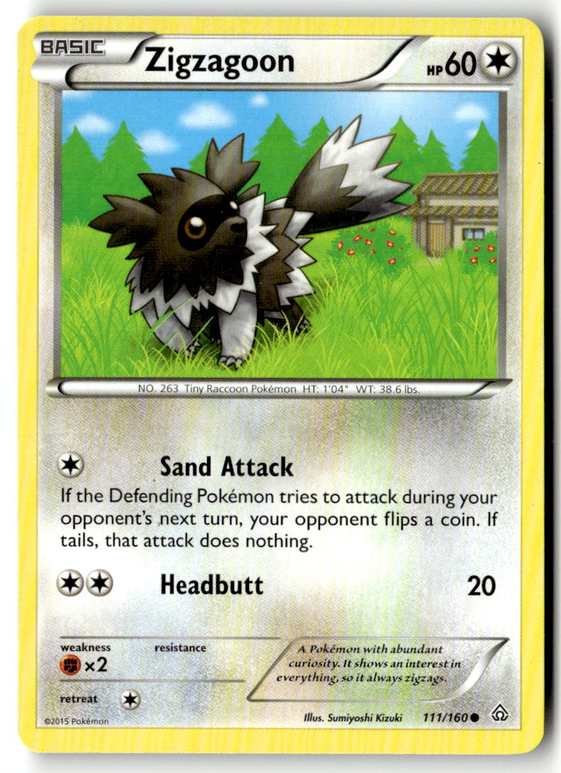 Front of Zigzagoon 111/160 from XY - Primal Clash