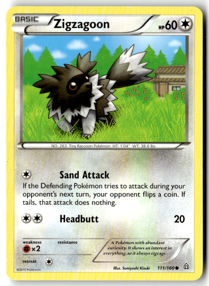 Front of Zigzagoon 111/160 from XY - Primal Clash