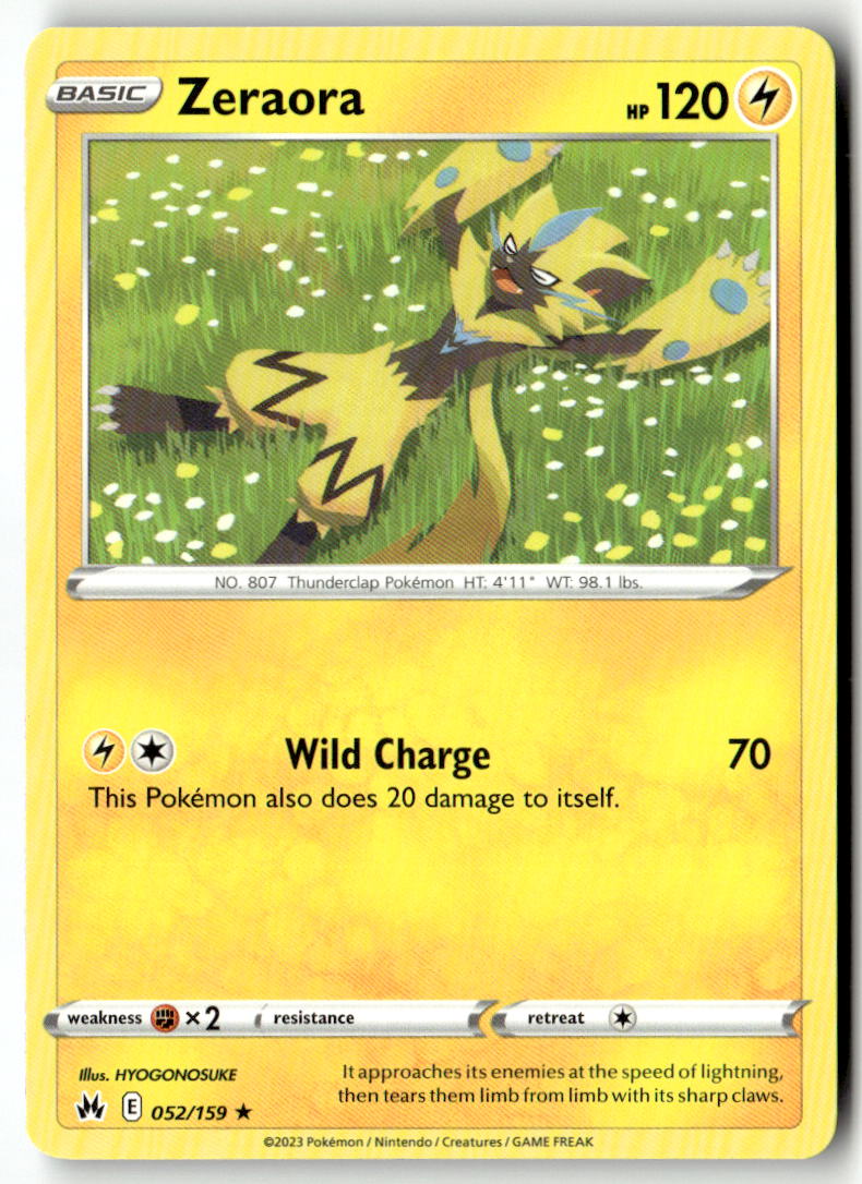 Front of Zeraora 052/159 from Crown Zenith
