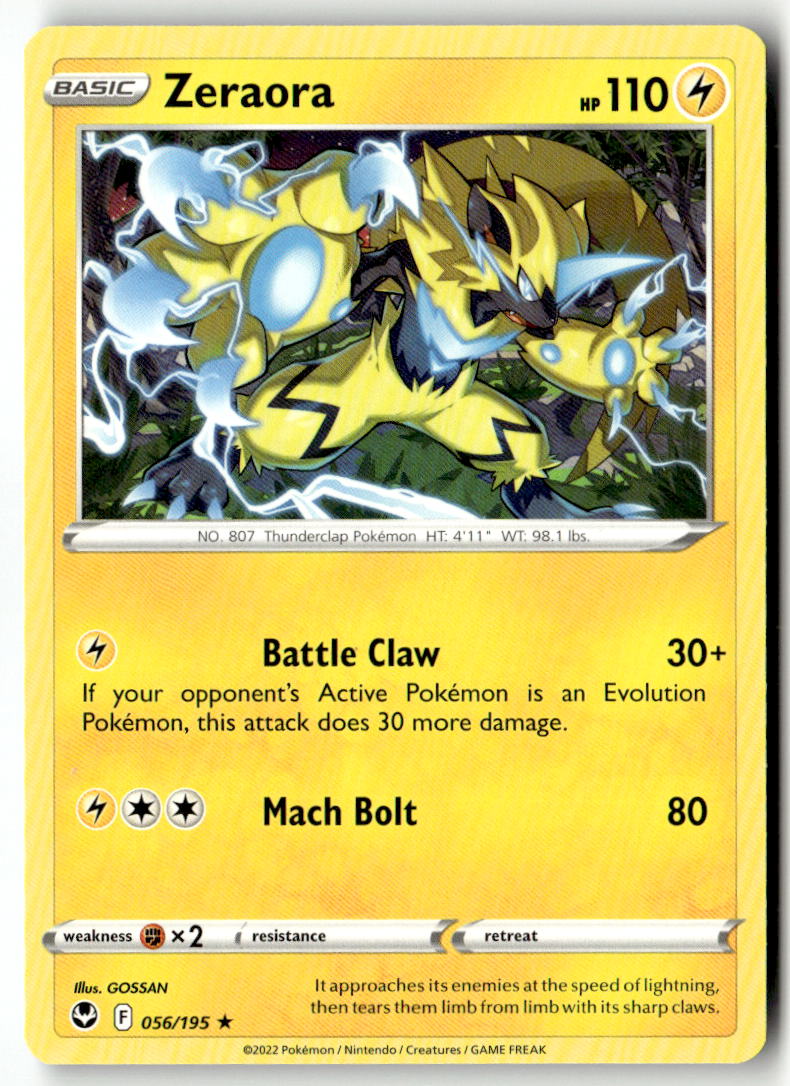 Front of Zeraora 056/195 from Silver Tempest