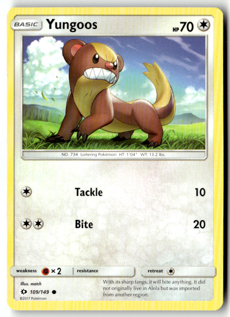 Front of Yungoos 109/149 from SM Base Set