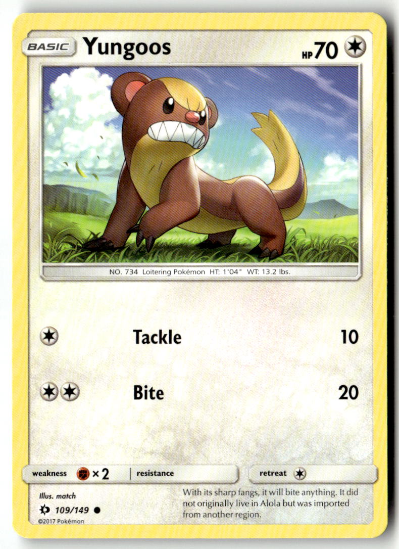 Front of Yungoos 109/149 from SM Base Set