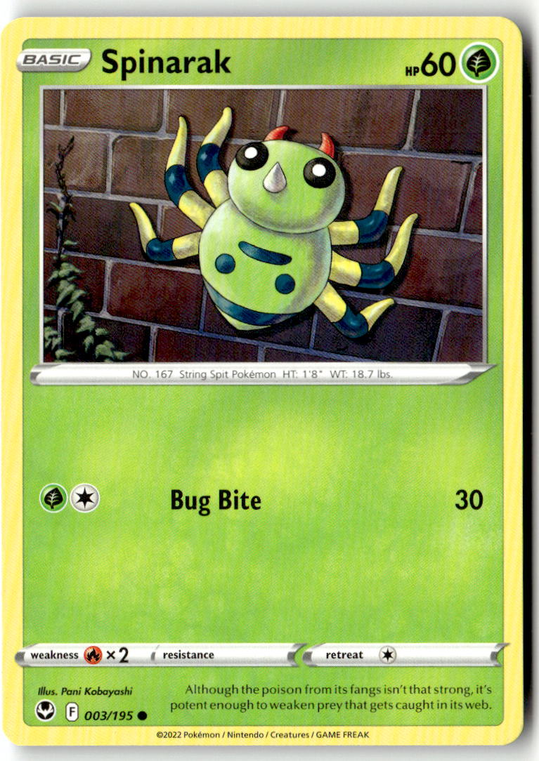Front of Spinarak 003/195 from Silver Tempest