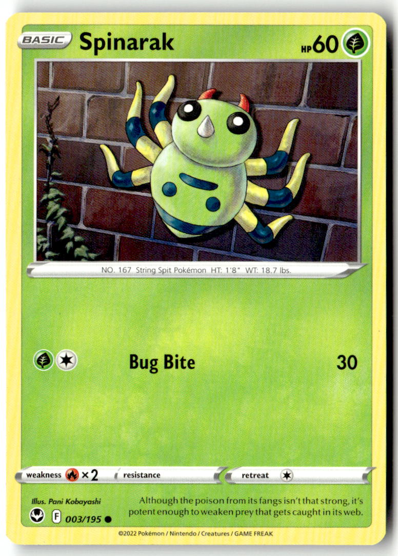 Front of Spinarak 003/195 from Silver Tempest