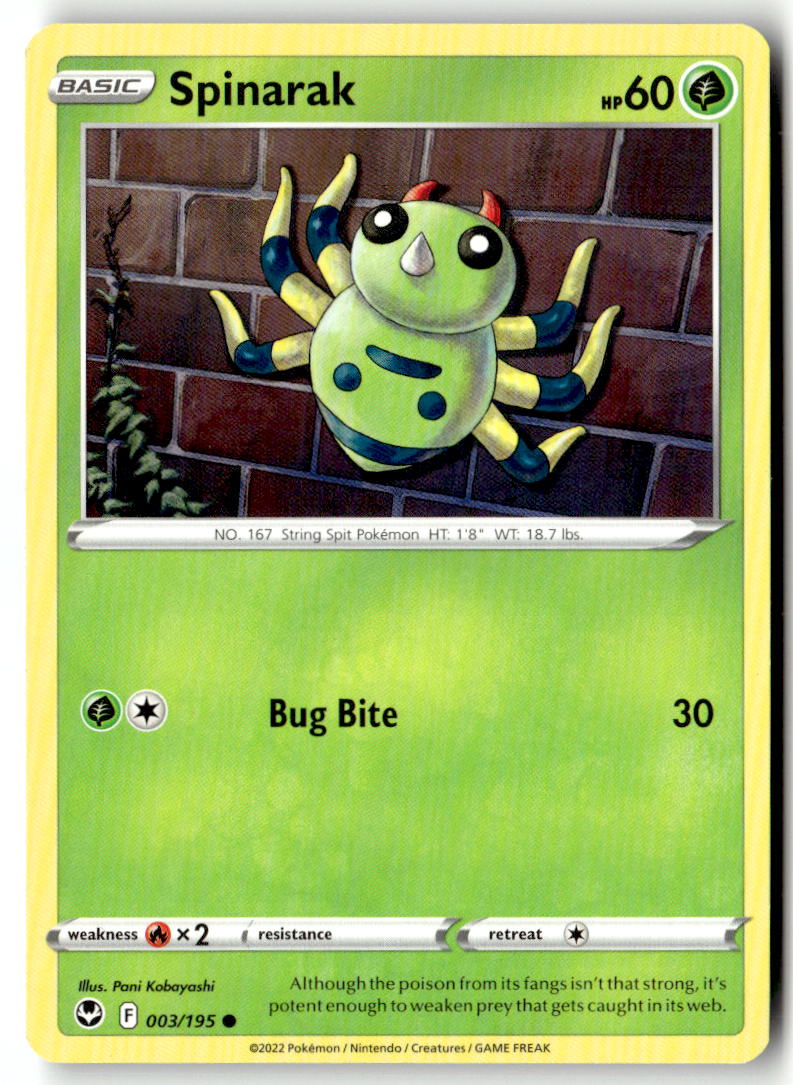 Front of Spinarak 003/195 from Silver Tempest