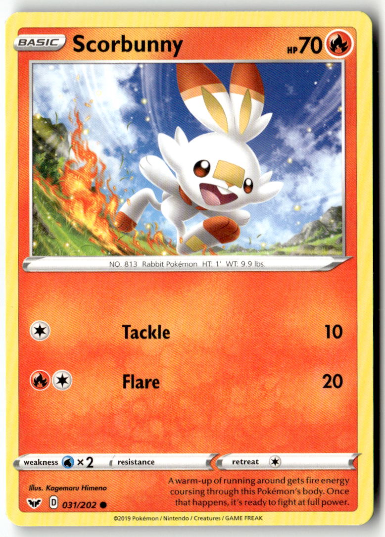Front of Scorbunny (031) 031/202 from Sword & Shield Base Set