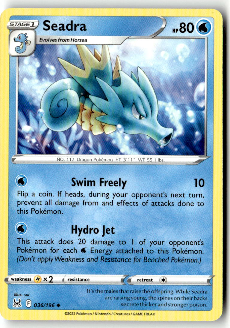 Front of Seadra 036/196 from Lost Origin