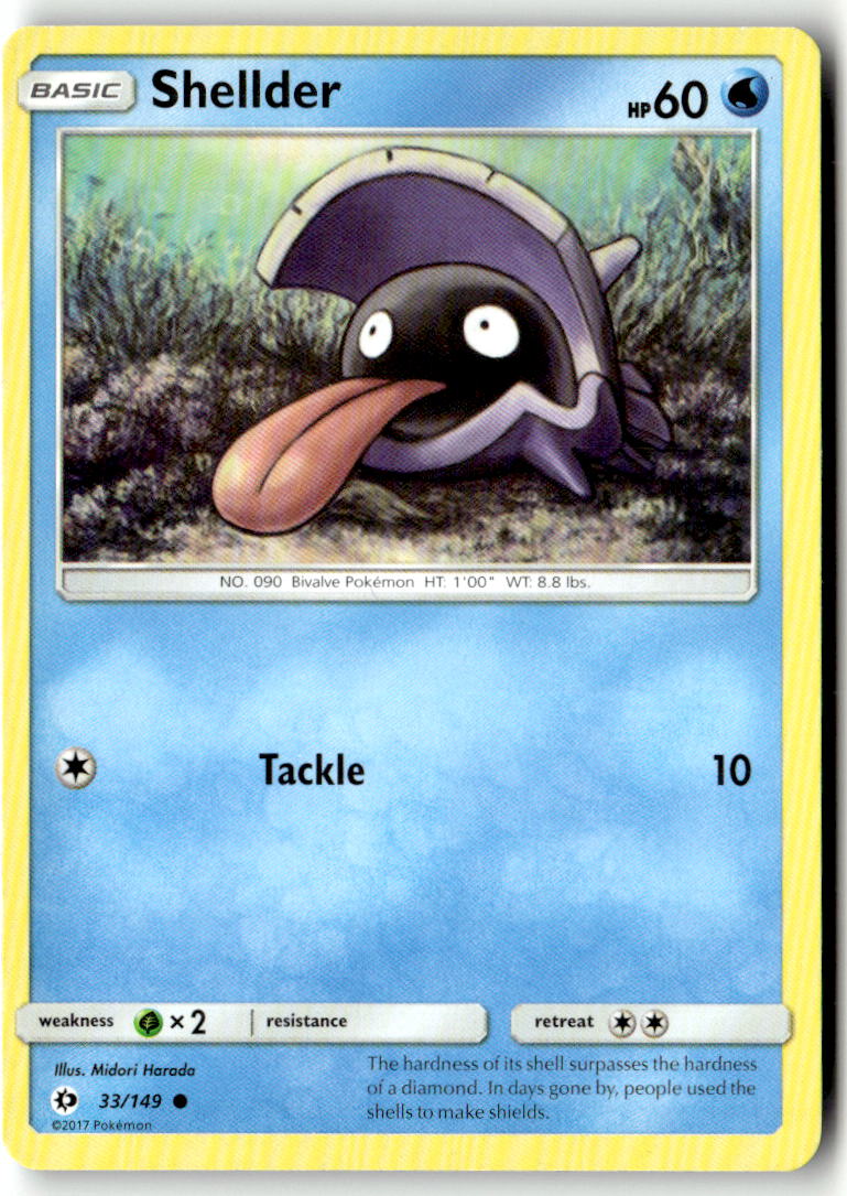 Front of Shellder 33/149 from SM Base Set