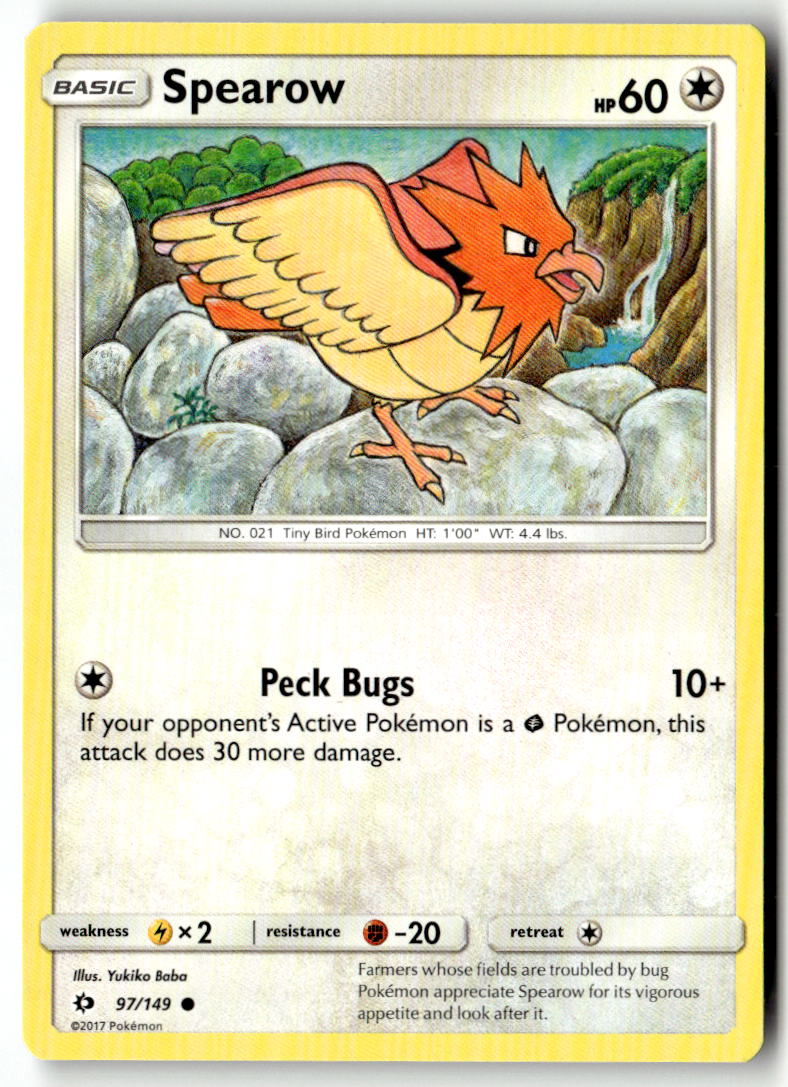 Front of Spearow 97/149 from SM Base Set