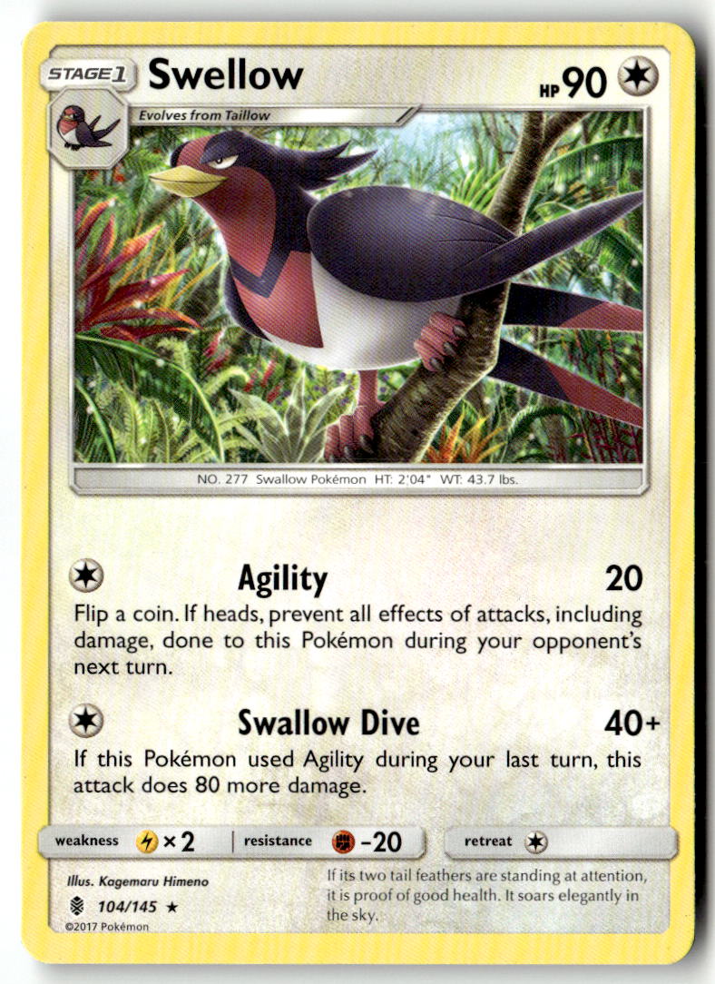 Front of Swellow 104/145 from SM - Guardians Rising