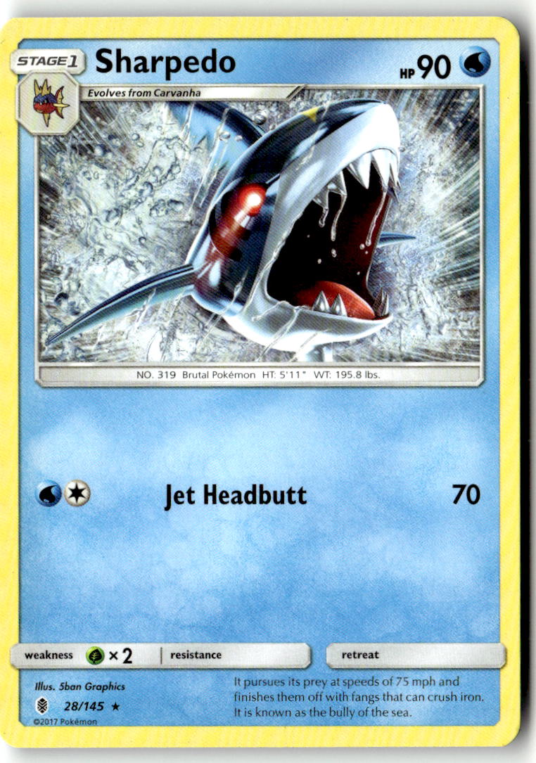Front of Sharpedo 28/145 from SM - Guardians Rising