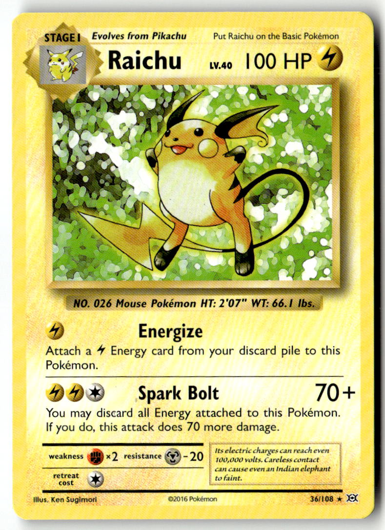 Front of Raichu - 36/108 (XY Evolutions) 036/108 from Deck Exclusives