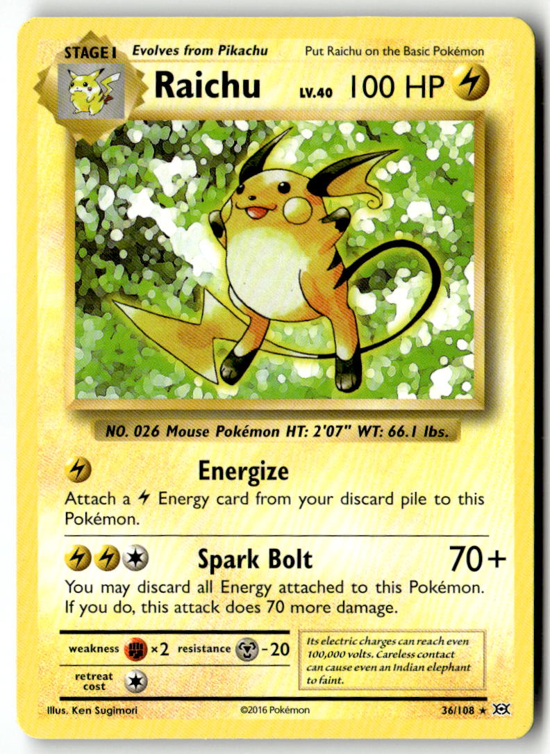 Front of Raichu - 36/108 (XY Evolutions) 036/108 from Deck Exclusives