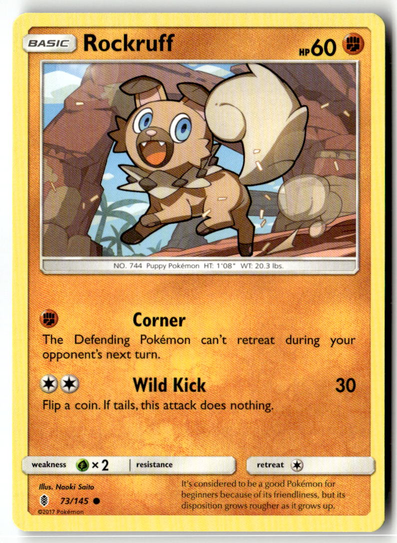 Front of Rockruff 73/145 from SM - Guardians Rising