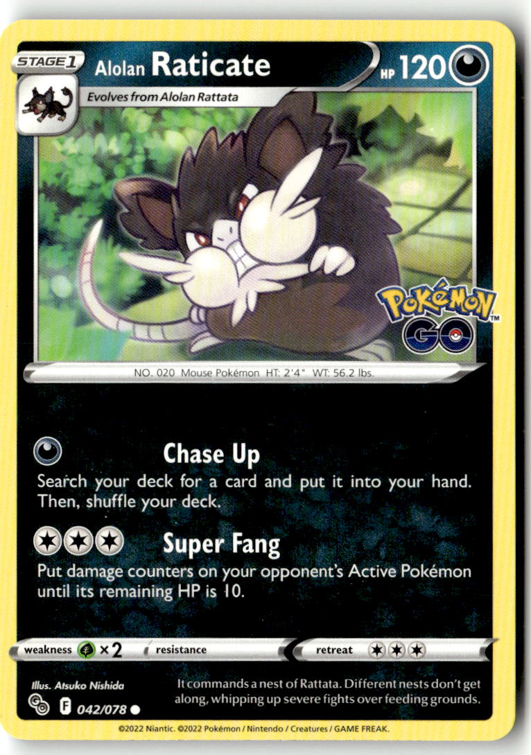 Front of Alolan Raticate 042/078 from Pokemon GO