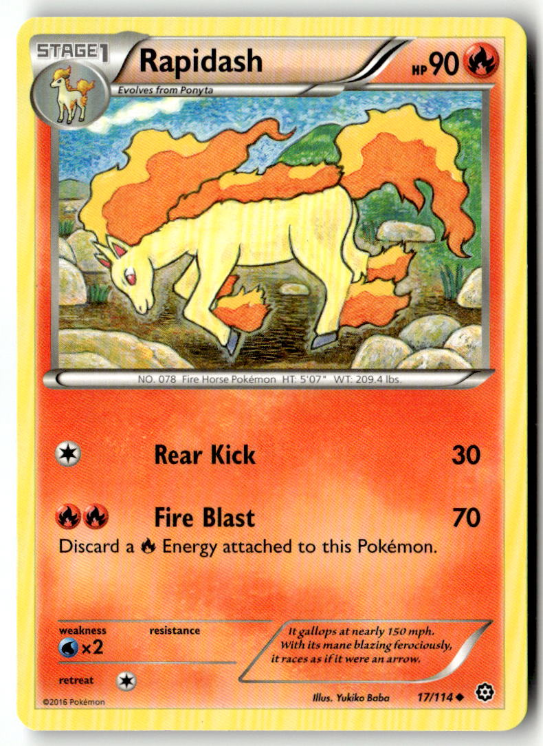 Front of Rapidash 17/114 from XY - Steam Siege