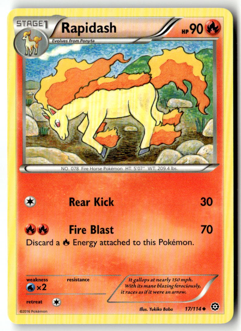 Front of Rapidash 17/114 from XY - Steam Siege