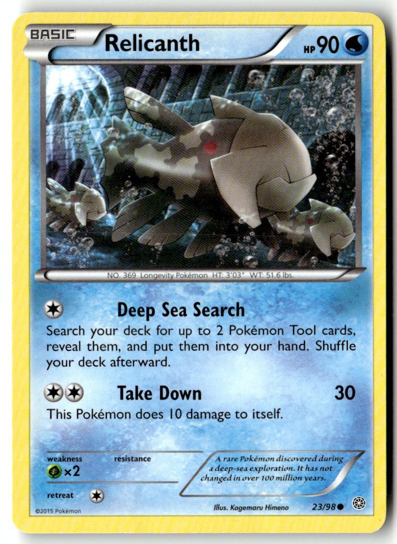 Front of Relicanth 23/98 from XY - Ancient Origins