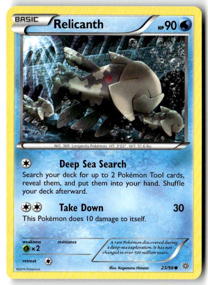 Front of Relicanth 23/98 from XY - Ancient Origins