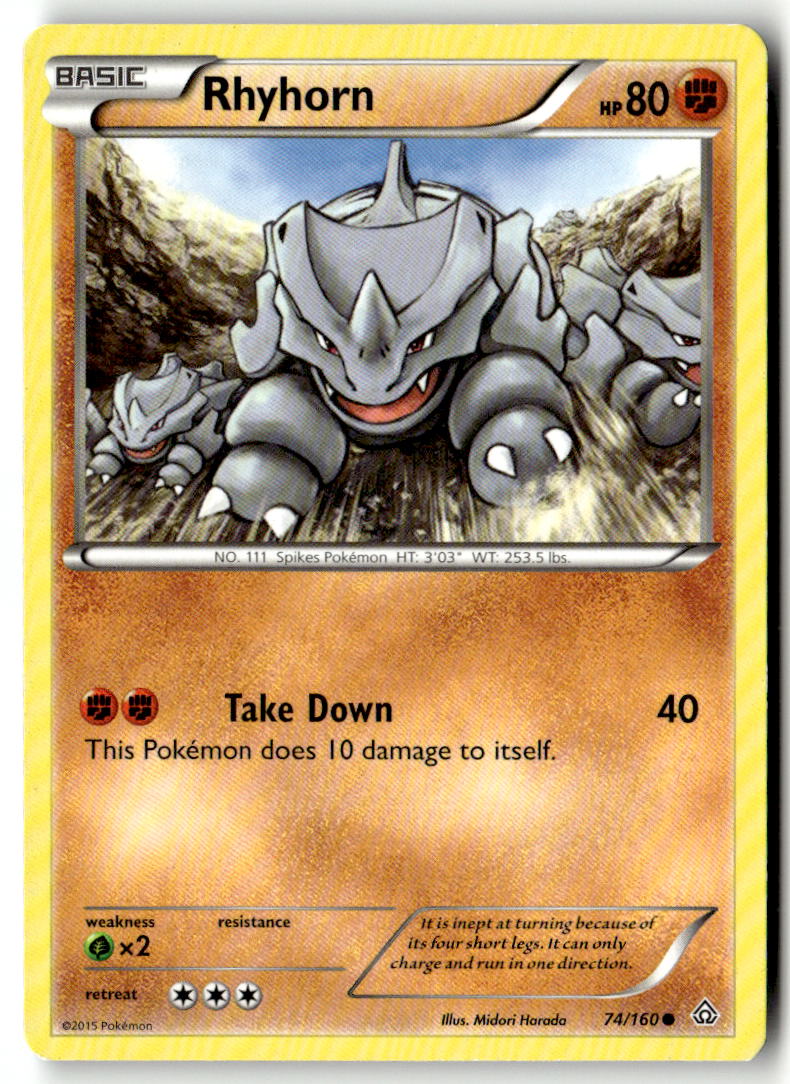 Front of Rhyhorn 74/160 from XY - Primal Clash