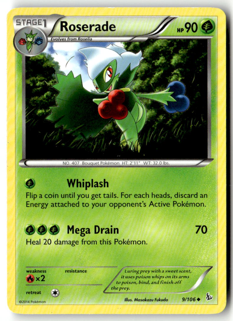 Front of Roserade 9/106 from XY - Flashfire