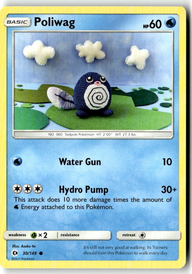 Front of Poliwag 30/149 from SM Base Set