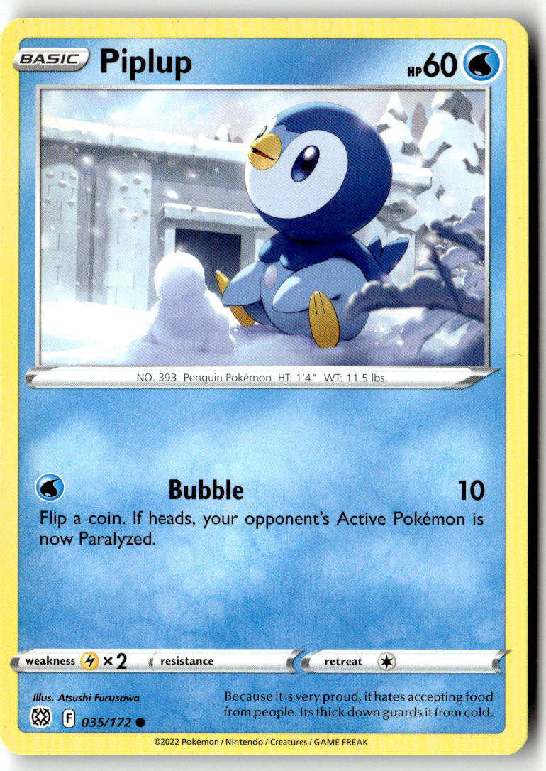 Front of Piplup 035/172 from Brilliant Stars