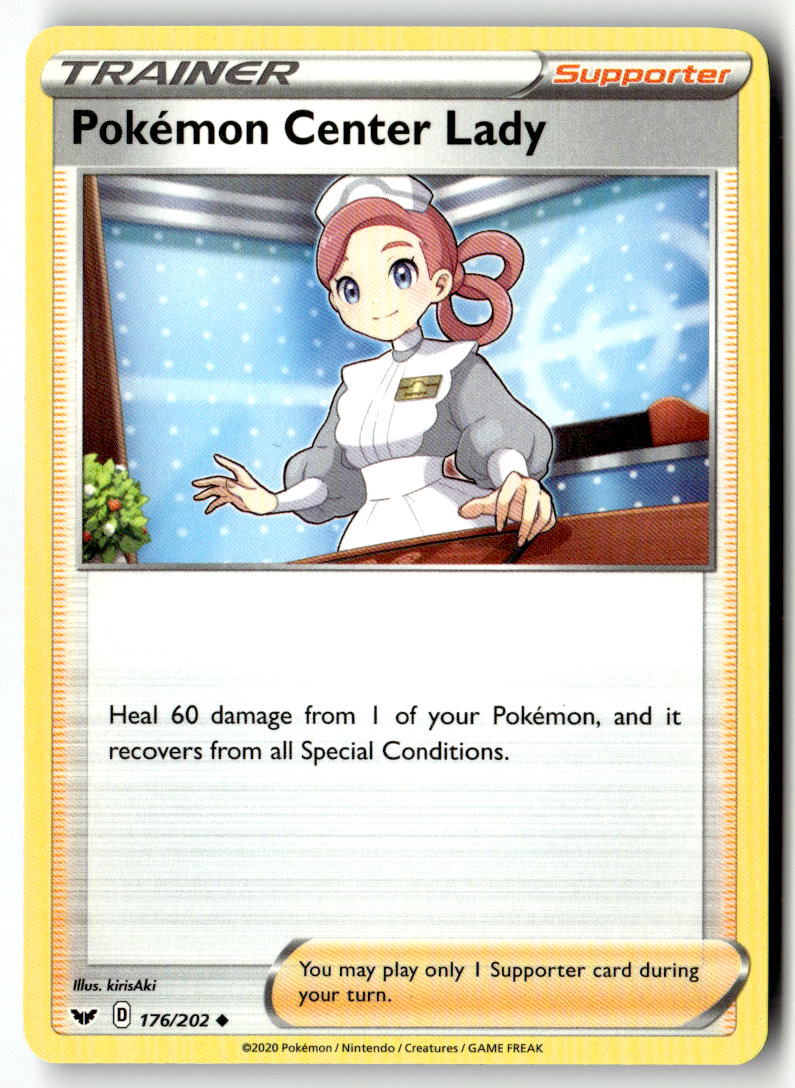 Front of Pokemon Center Lady 176/202 from Sword & Shield Base Set