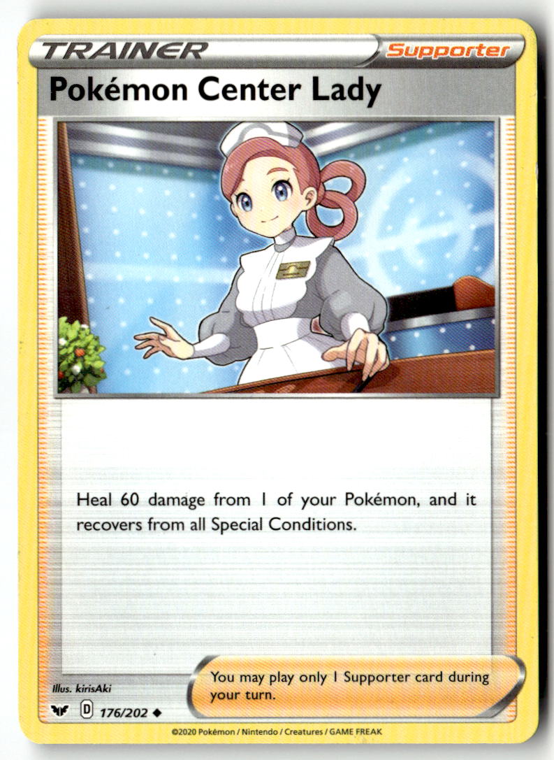 Front of Pokemon Center Lady 176/202 from Sword & Shield Base Set